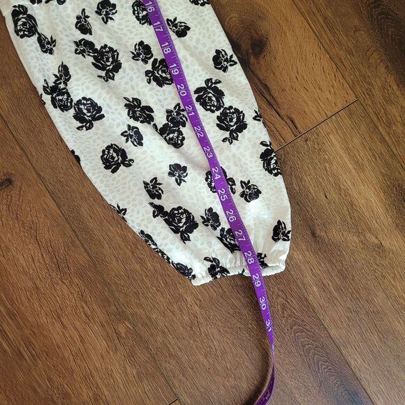 Lane Bryant Blouse Size 16 Button Up Black White Floral Balloon Sleeve Boho Top - Picture 16 of 16